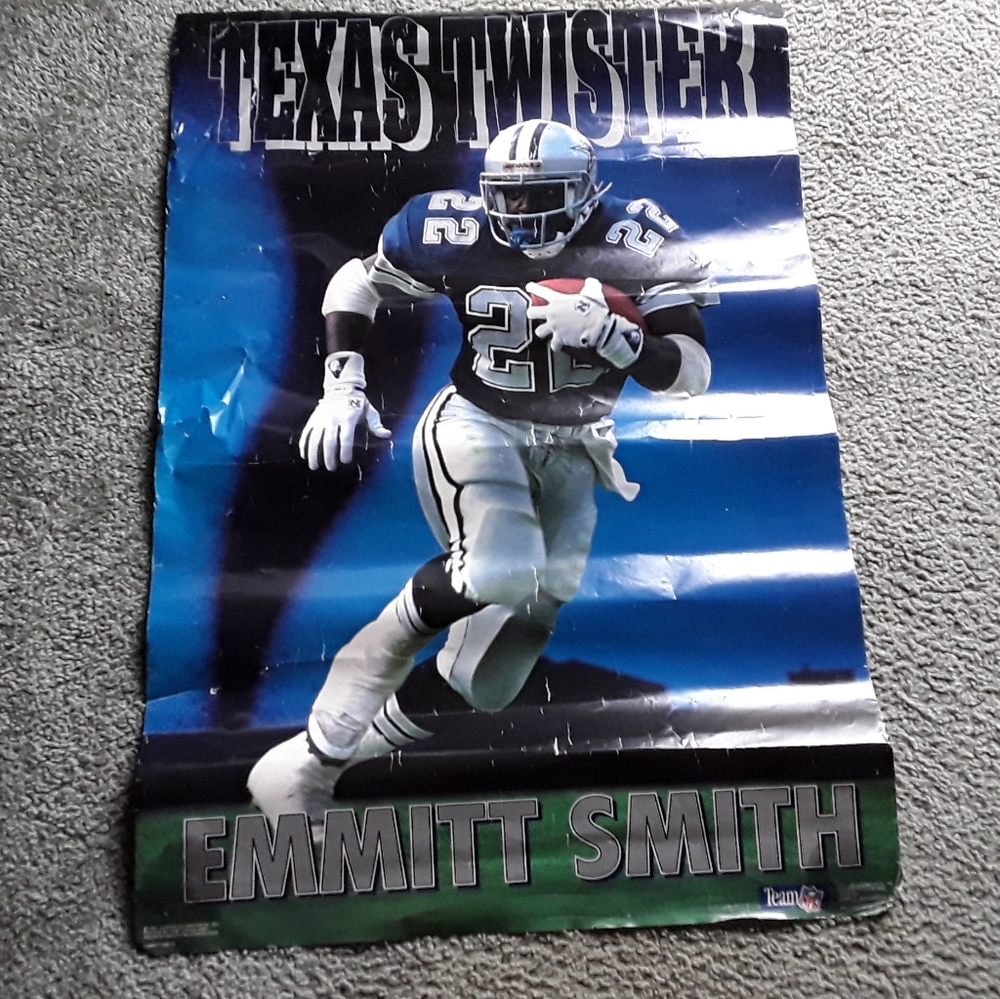 Vintage Emitt Smith Dallas Cowboys Texas Twister 1991 Poster